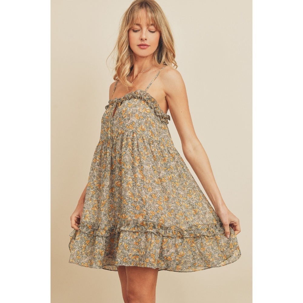 Dress Forum Sage Floral Ruffle Trimmed Babydoll Dress - Picture 4 of 9